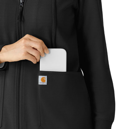 Layers C82008 Women's Full Zip Waffle Hoodie Black