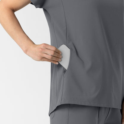 RENEW 6154 Women's V-Neck Tunic Scrub Top Pewter