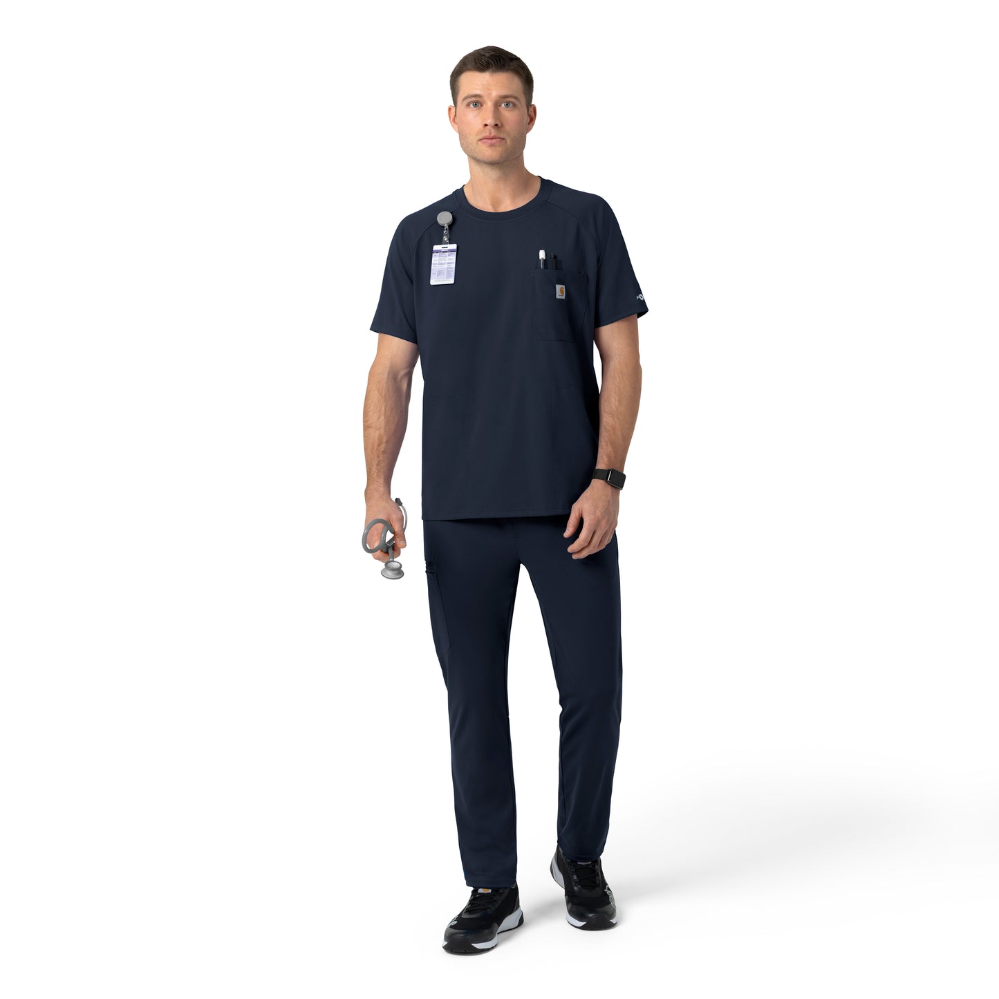 Force Cross-Flex C16190 Knit Men's Crew Neck Scrub Top Navy