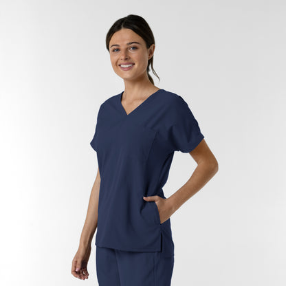 NURTUR 6280 Women's Drop Shoulder Tunic Scrub Top Navy