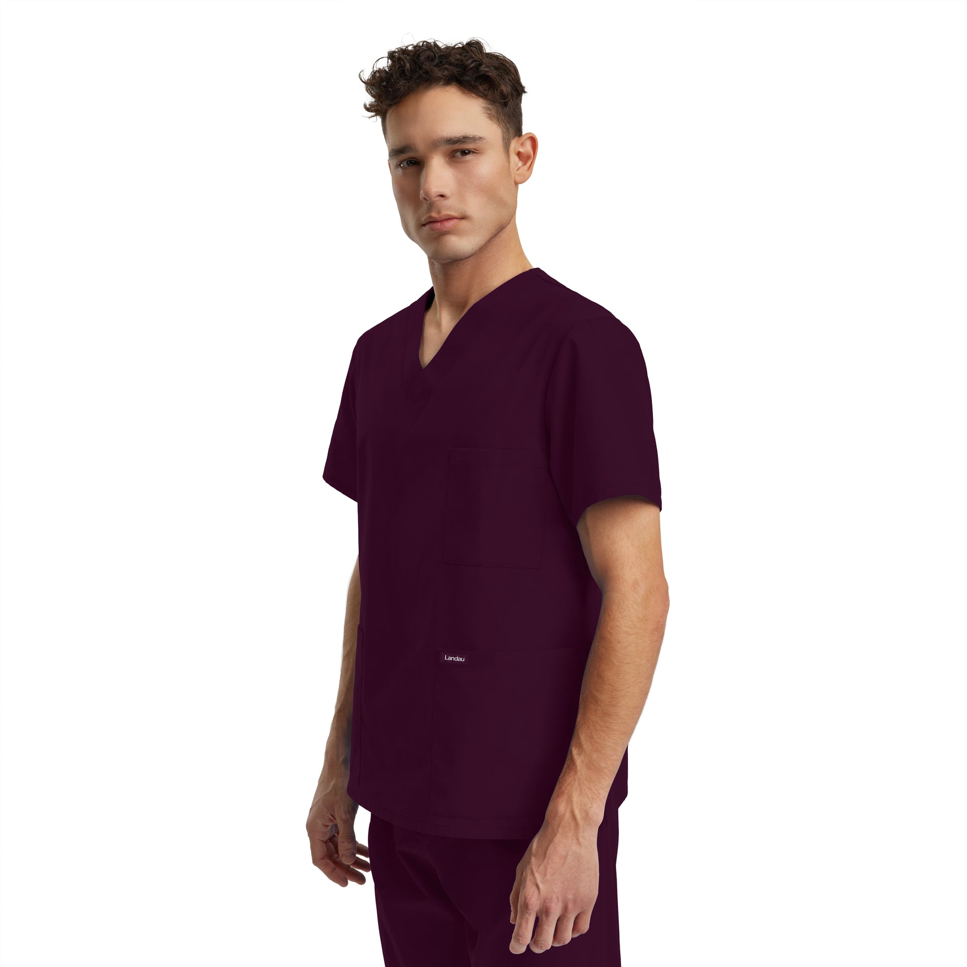 Essentials LT121 Unisex 3 Pocket V Neck Scrub Top Wine Image