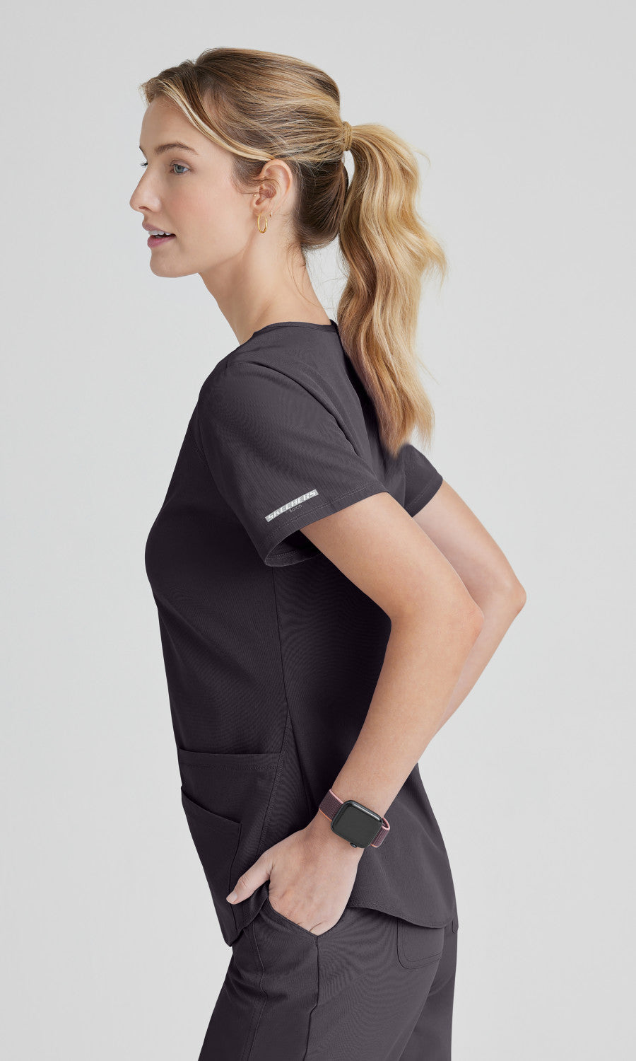 Skechers SK101 Breeze Scrub Top Pewter