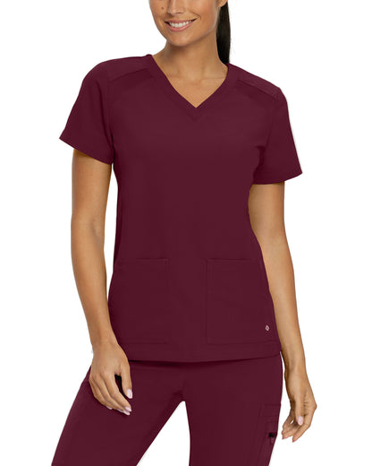 V-Tess 950 Women's 4 Pocket V Neck Scrub Top Wine Image