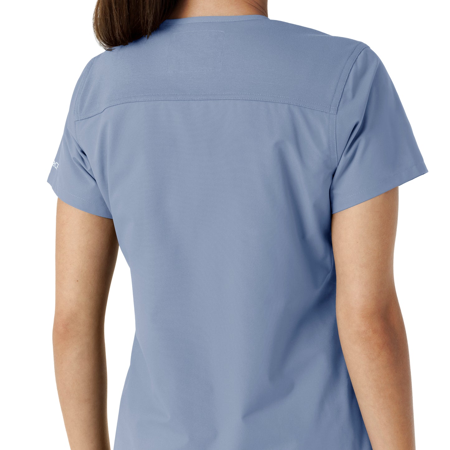 Force Essentials C12313 V-Neck Knit Panel Scrub Top Ceil Blue Model Image Alternate | Carhartt