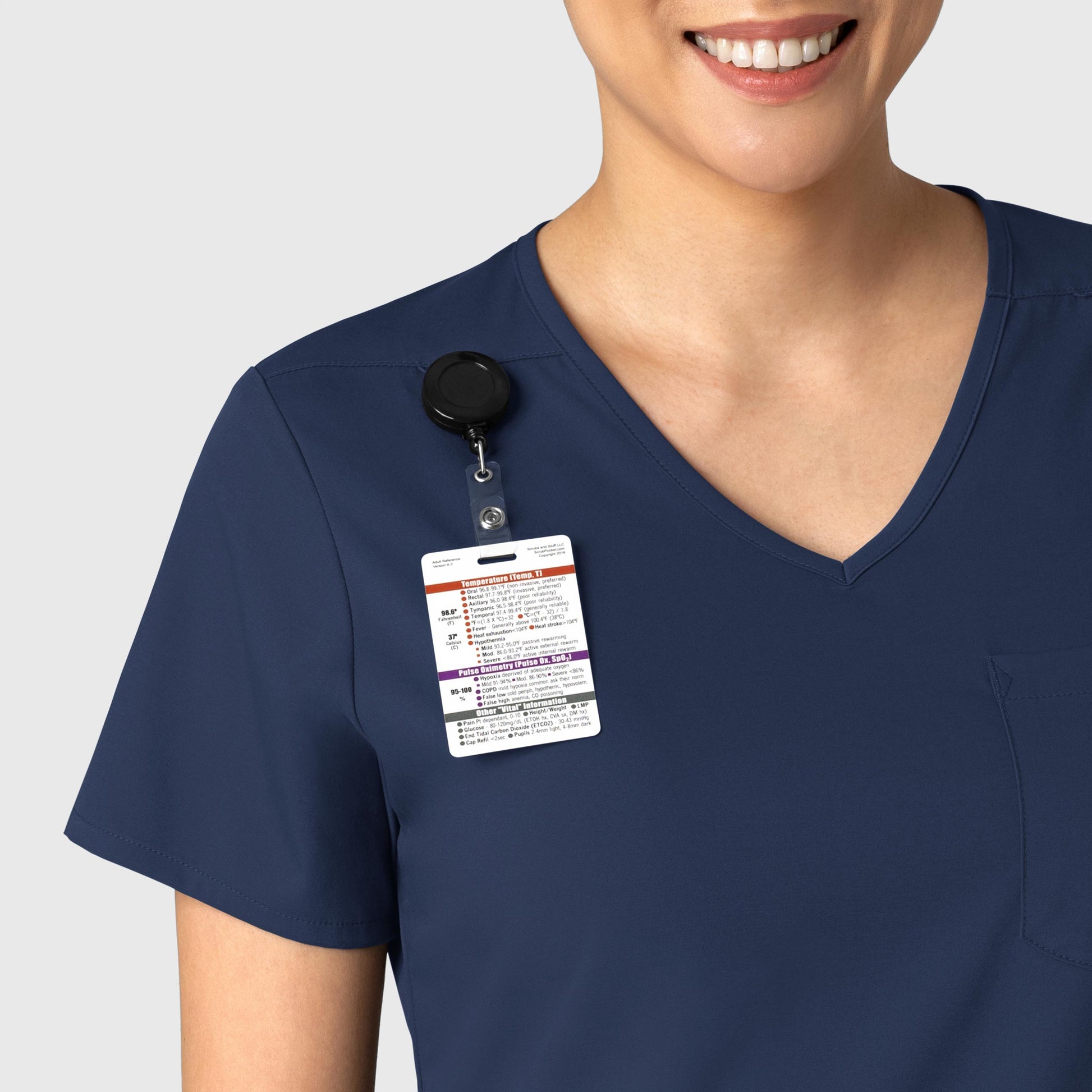 Boundless 6151 Tuck-In Scrub Top Navy Model Image Left Side | Wink