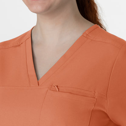 Thrive 6222 V-Neck Tuck-In Scrub Top Terracotta Model Image Left Side | Wink