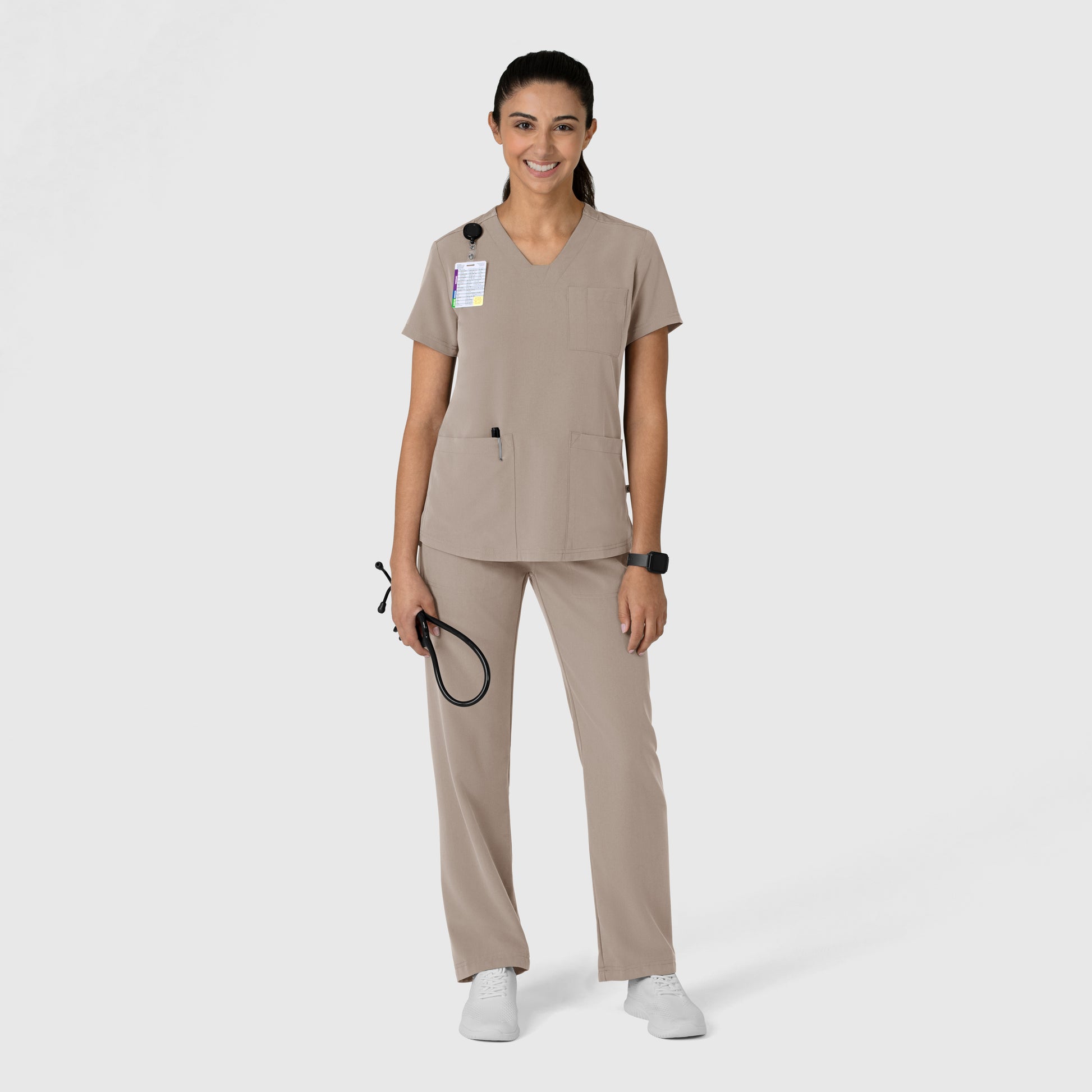 Nova 6132 Flex-n-Reach V-Neck Scrub Top Haze Model Image Right Side | Wink