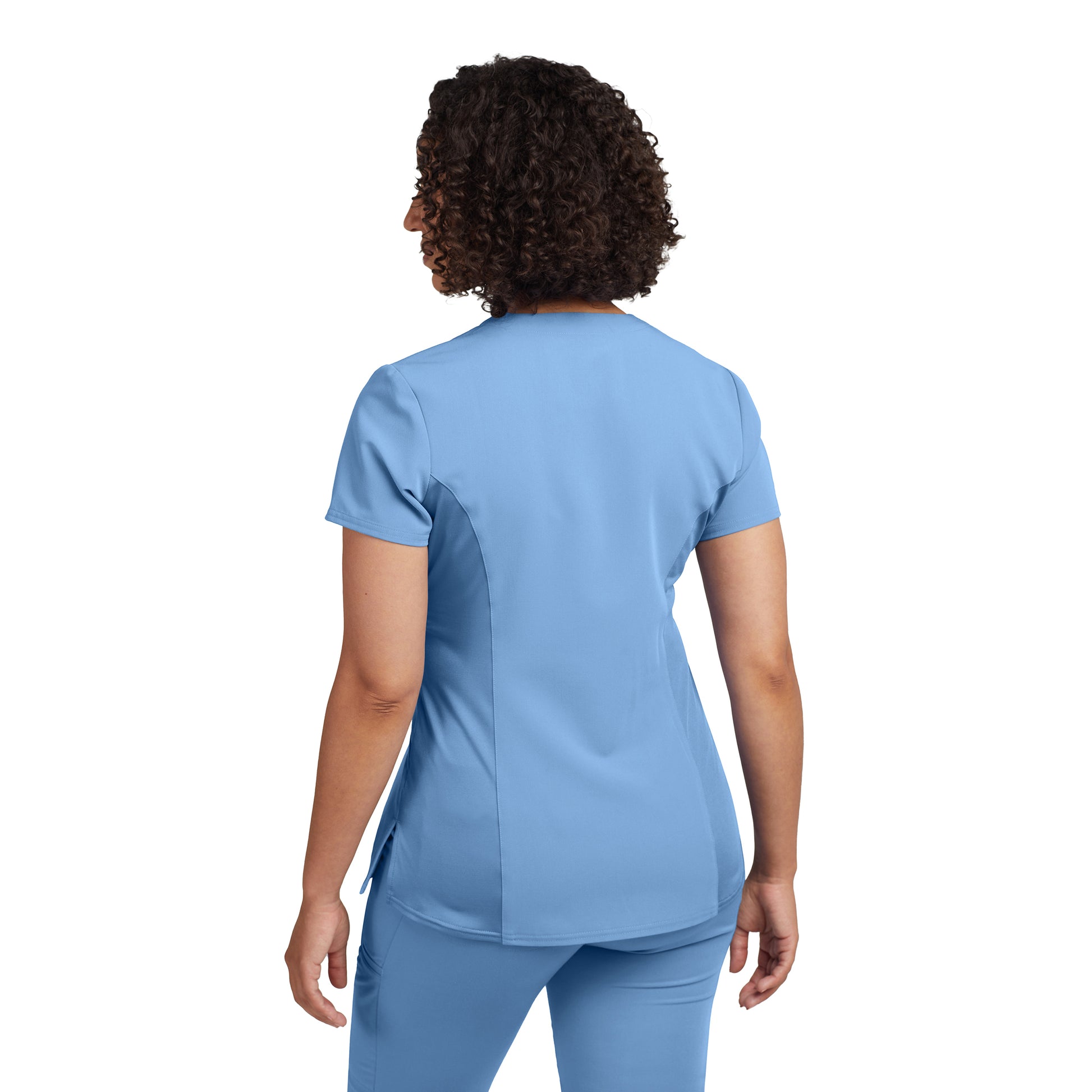 V-Tess WT134 Women's 3 Pocket V Neck Scrub Top Ceil Blue Image