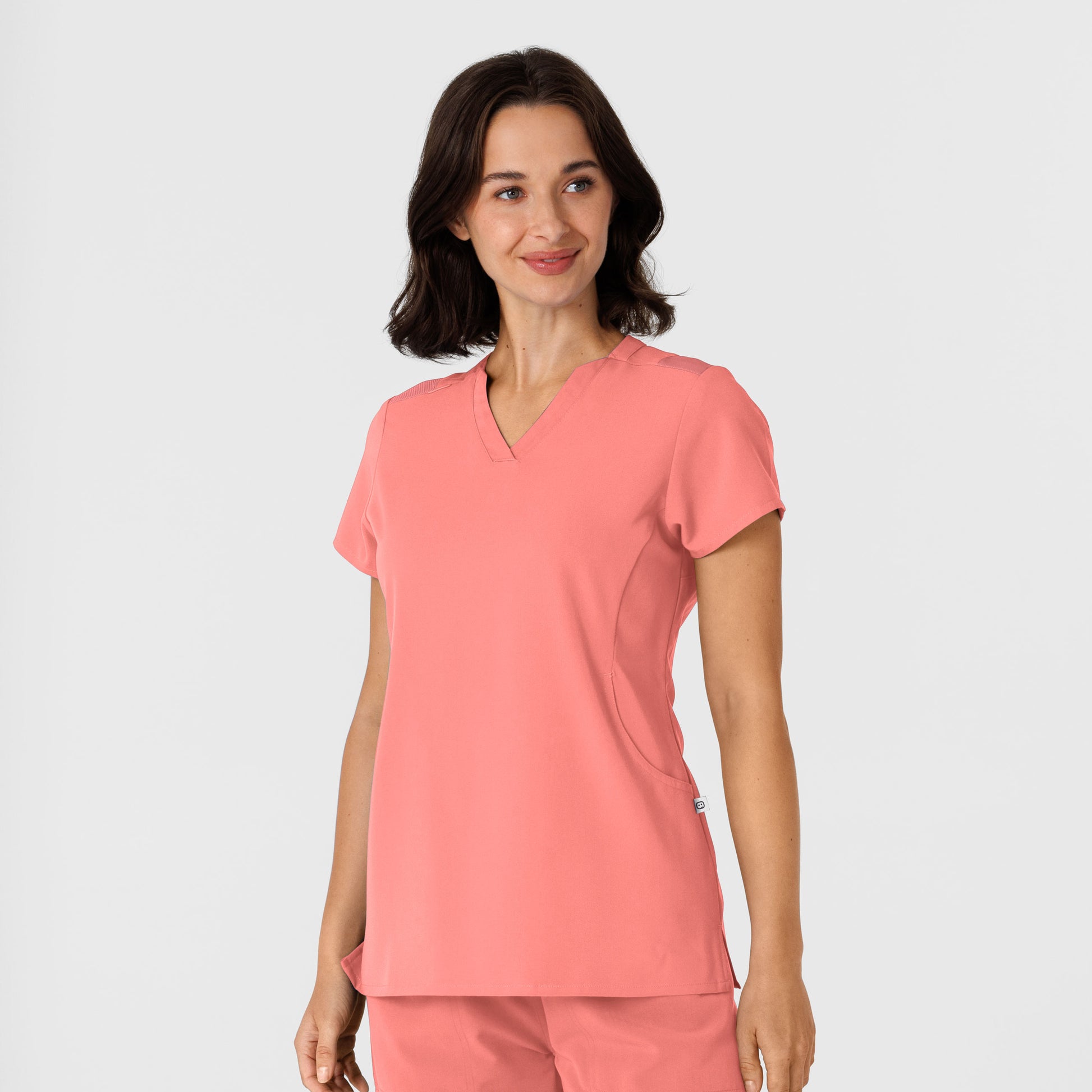 Nova 6432 Women's Flex-n-Reach Shoulder Panel V-Neck Scrub Top Paradise Pink