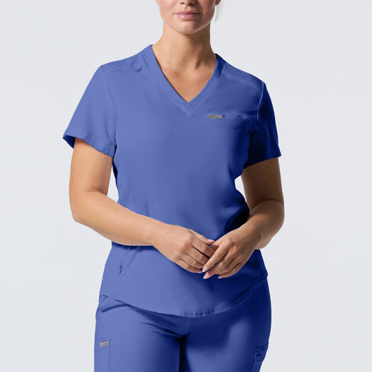 Forward LT101 Women's 2 Pocket V Neck Scrub Top Ceil Blue Image