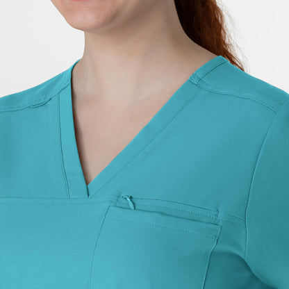 Thrive 6222 V-Neck Tuck-In Scrub Top Teal Blue Model Image Left Side | Wink