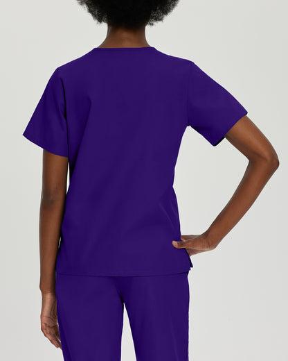 Essentials 8219 Women's 4 Pocket V Neck Scrub Top Grape Image