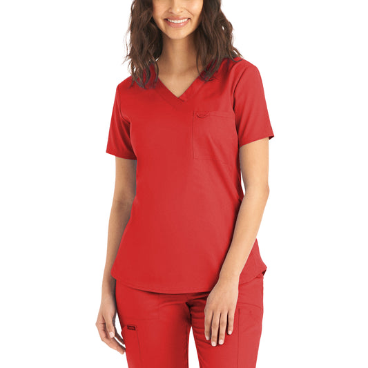 ProFlex LT107 Women's 2 Pocket V Neck Scrub Top True Red Image