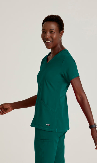 Grey's Anatomy Stretch GRST045 Serena Scrub Top Hunter Green
