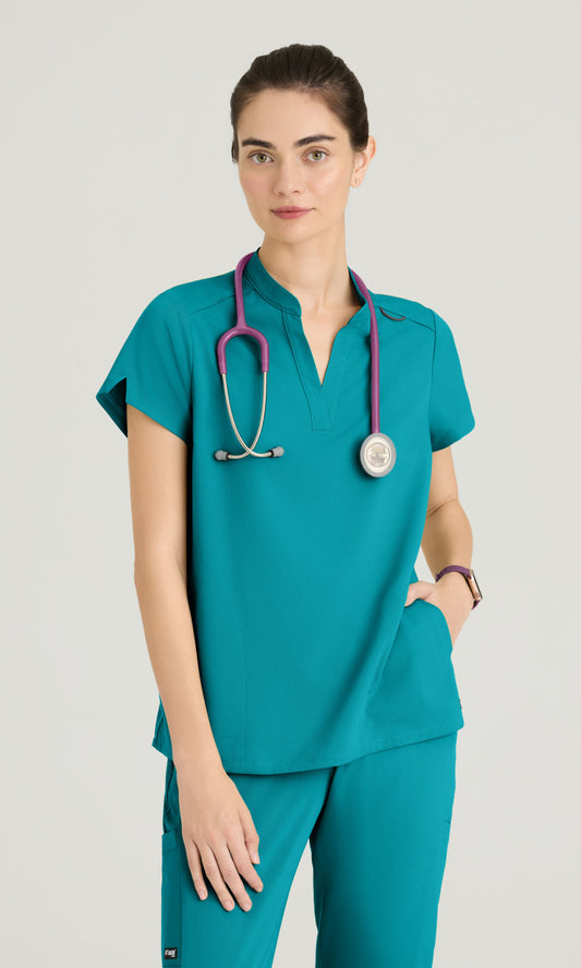 Grey's Anatomy Spandex Stretch GRST230 Avery Top Teal