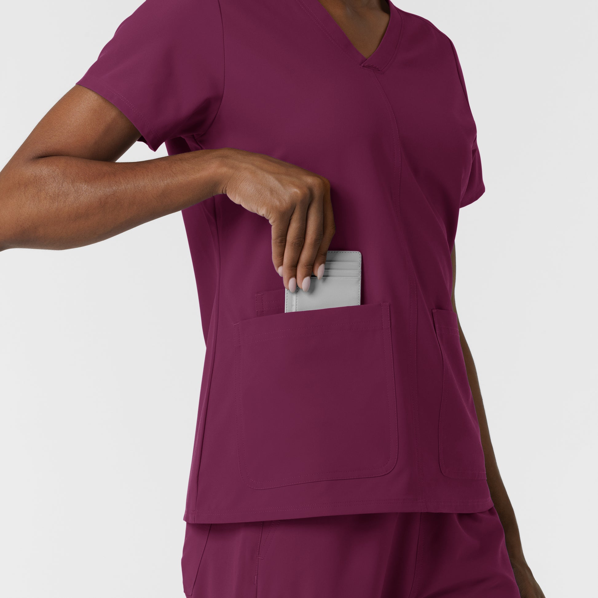 NURTUR 6180 Women's V-Neck Scrub Top Wine