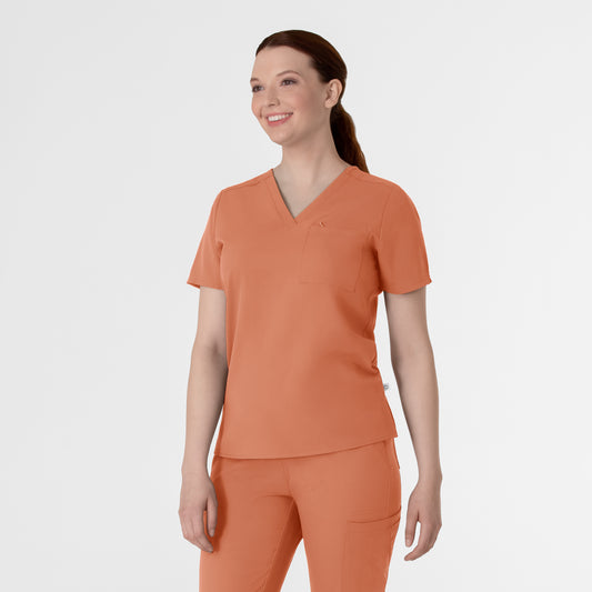 Thrive 6222 V-Neck Tuck-In Scrub Top Terracotta Model Image Right Side | Wink