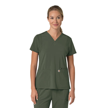 Force Cross-Flex C13210 Women's Flex Panel V-Neck Scrub Top Olive