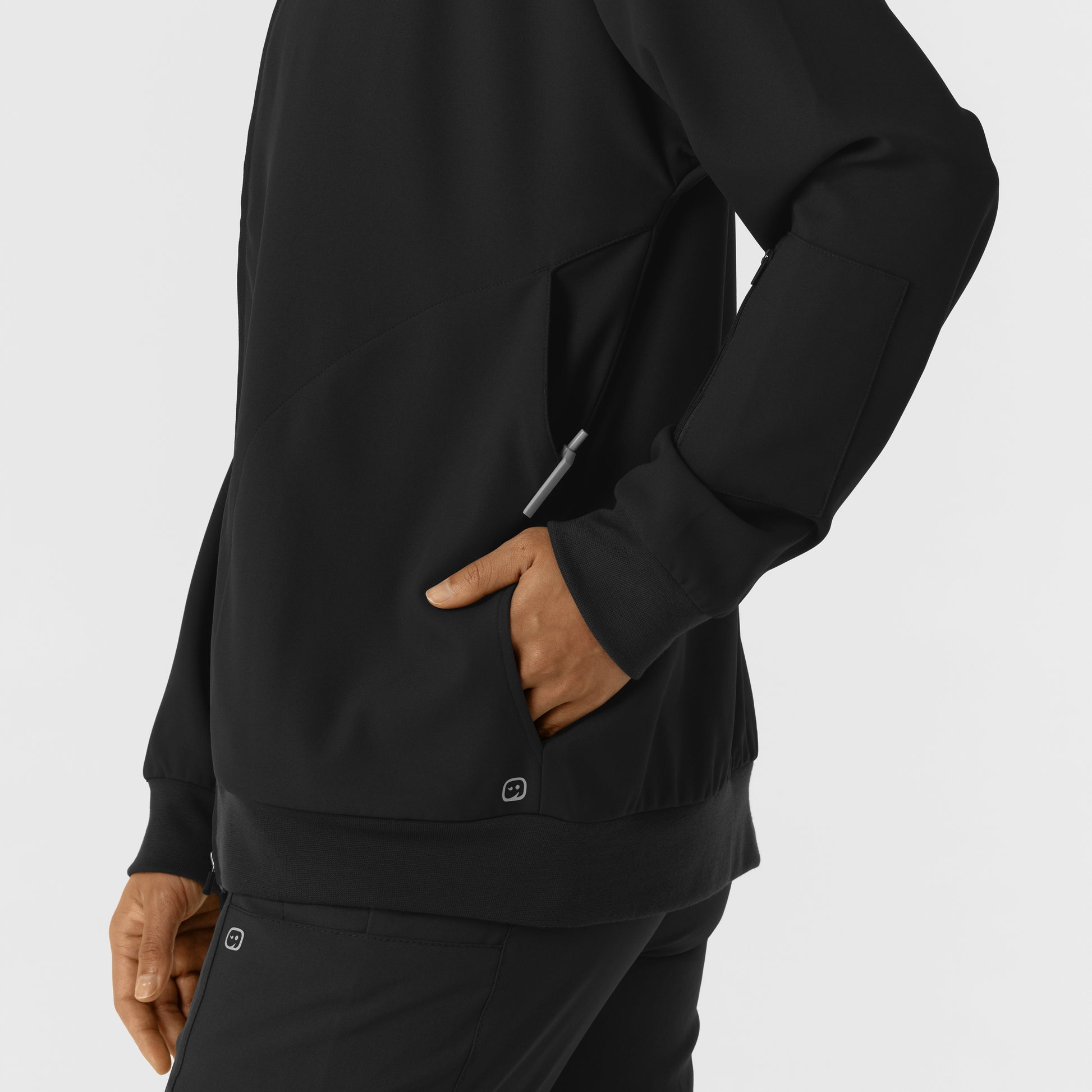 Layers 8066 Bomber Scrub Jacket Black Model Image Alternate | Wink