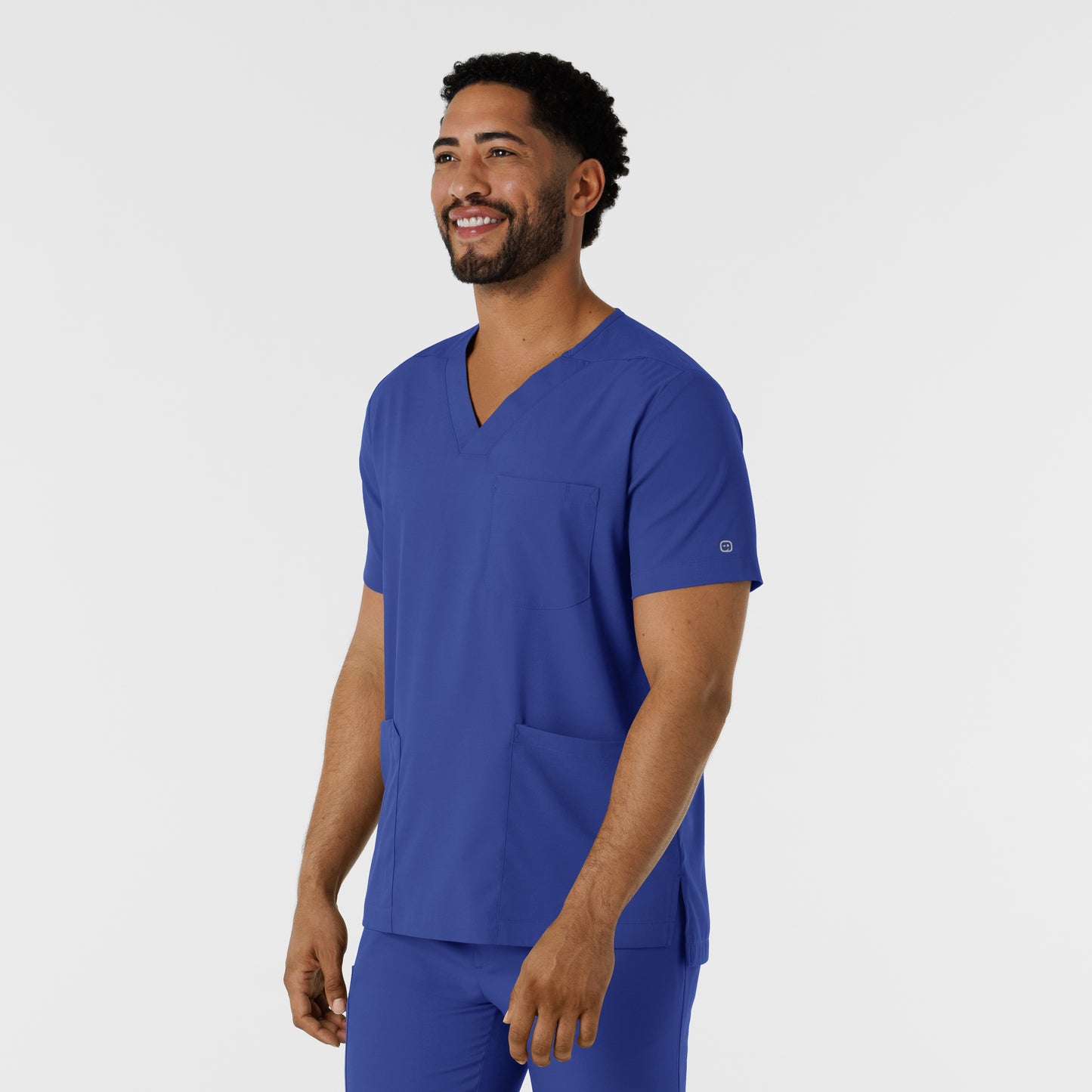 Boundless 6351 Men's Multi Pocket V-Neck Scrub Top Galaxy Blue
