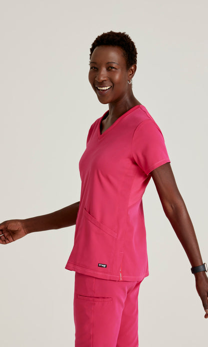 Grey's Anatomy Stretch GRST045 Serena Scrub Top Vibrance Pink