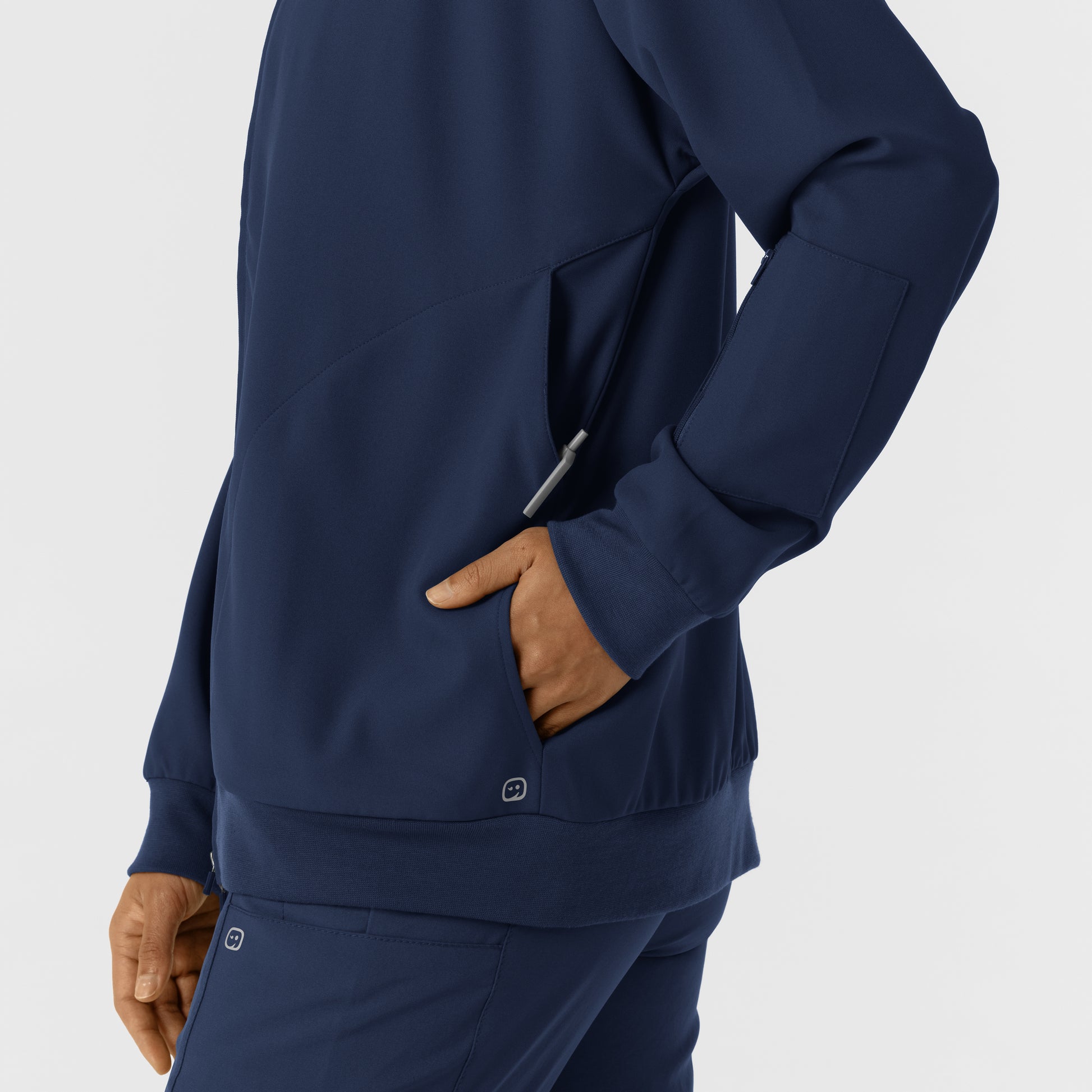 Layers 8066 Bomber Scrub Jacket Navy Model Image Alternate | Wink