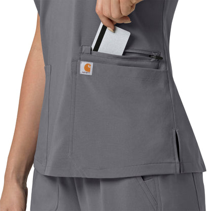 Force Cross-Flex C13210 Flex Panel V-Neck Scrub Top Pewter Model Image Alternate | Carhartt