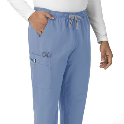 Force Essentials C55013 Unisex Elastic Waist Cargo Scrub Pants Ceil Blue Model Image Left Side | Carhartt