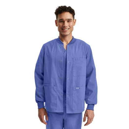 Essentials LJ709 Unisex 5 Pocket Scrub Jacket Ceil Blue Image