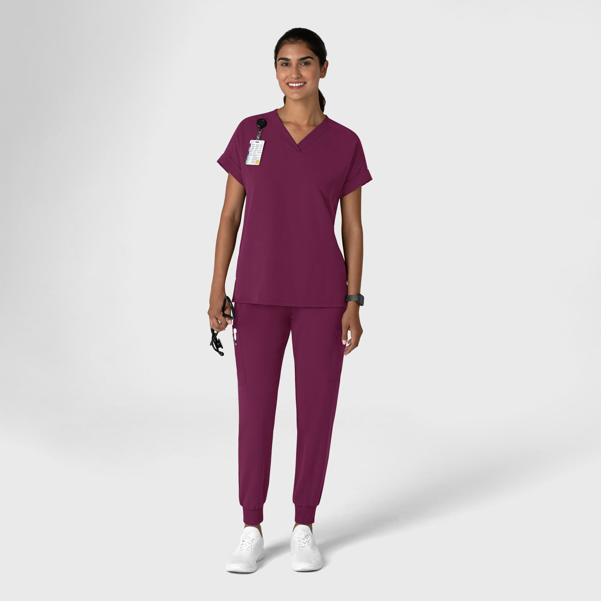 Nova 5132 Jogger Utility Scrub Pant Wine Model Image Right Side | Wink