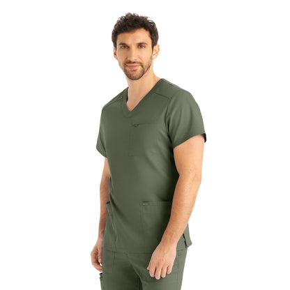 ProFlex LT109 Men's 4 Pocket V Neck Scrub Top Olive Moss Image