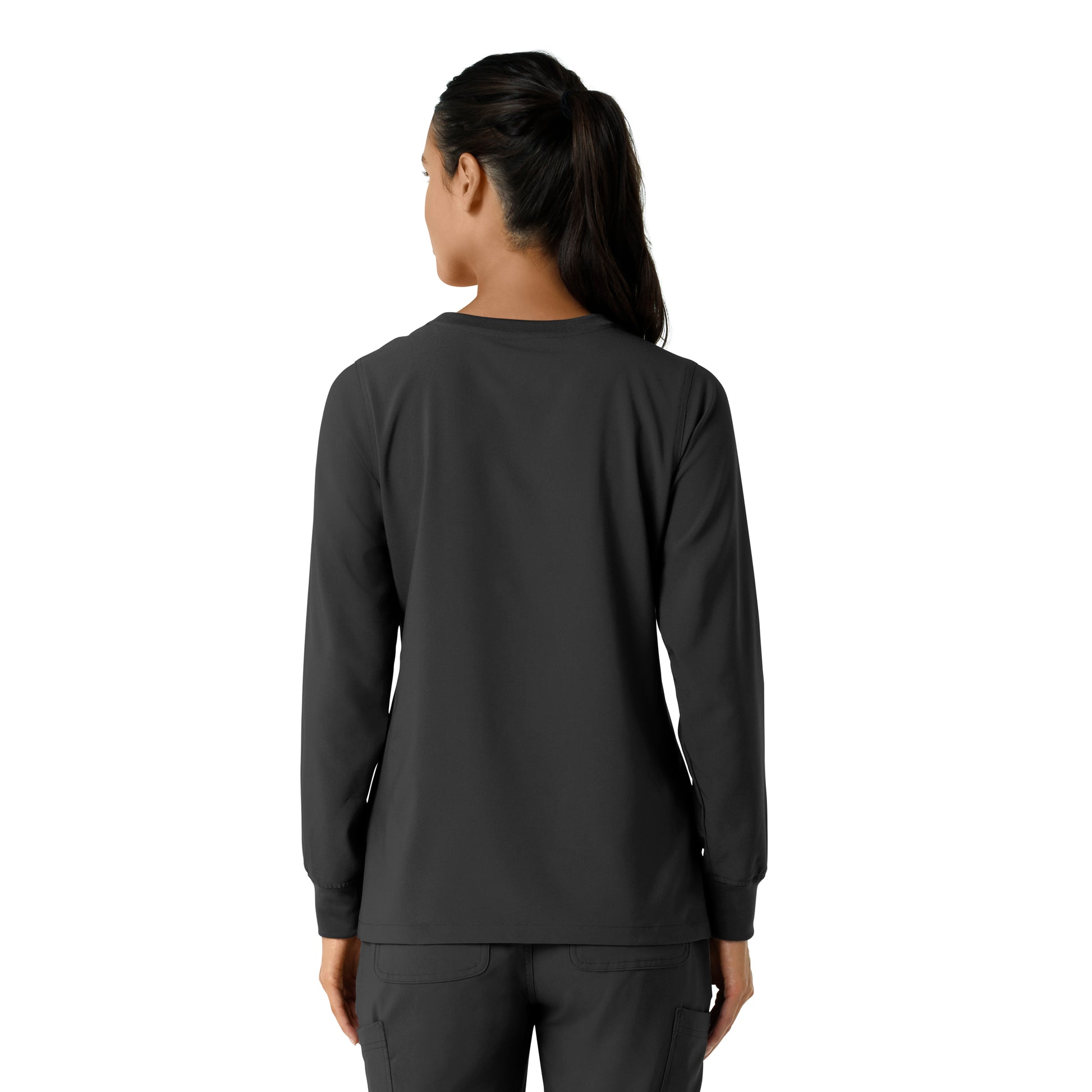 Force Cross-Flex C13610 Women's Crew Neck Long Sleeve Scrub Top Black