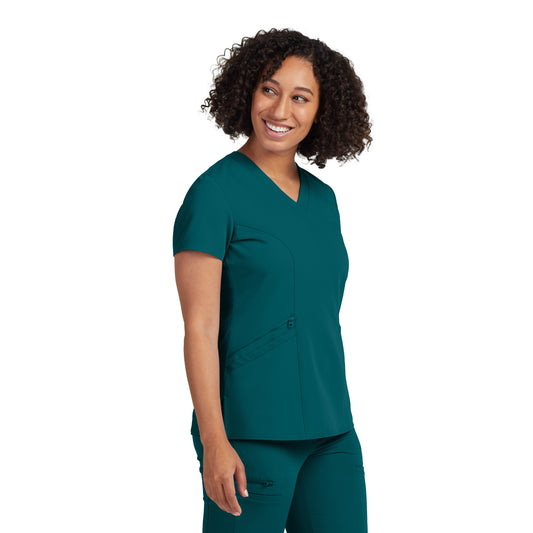 V-Tess WT134 Women's 3 Pocket V Neck Scrub Top Caribbean Image