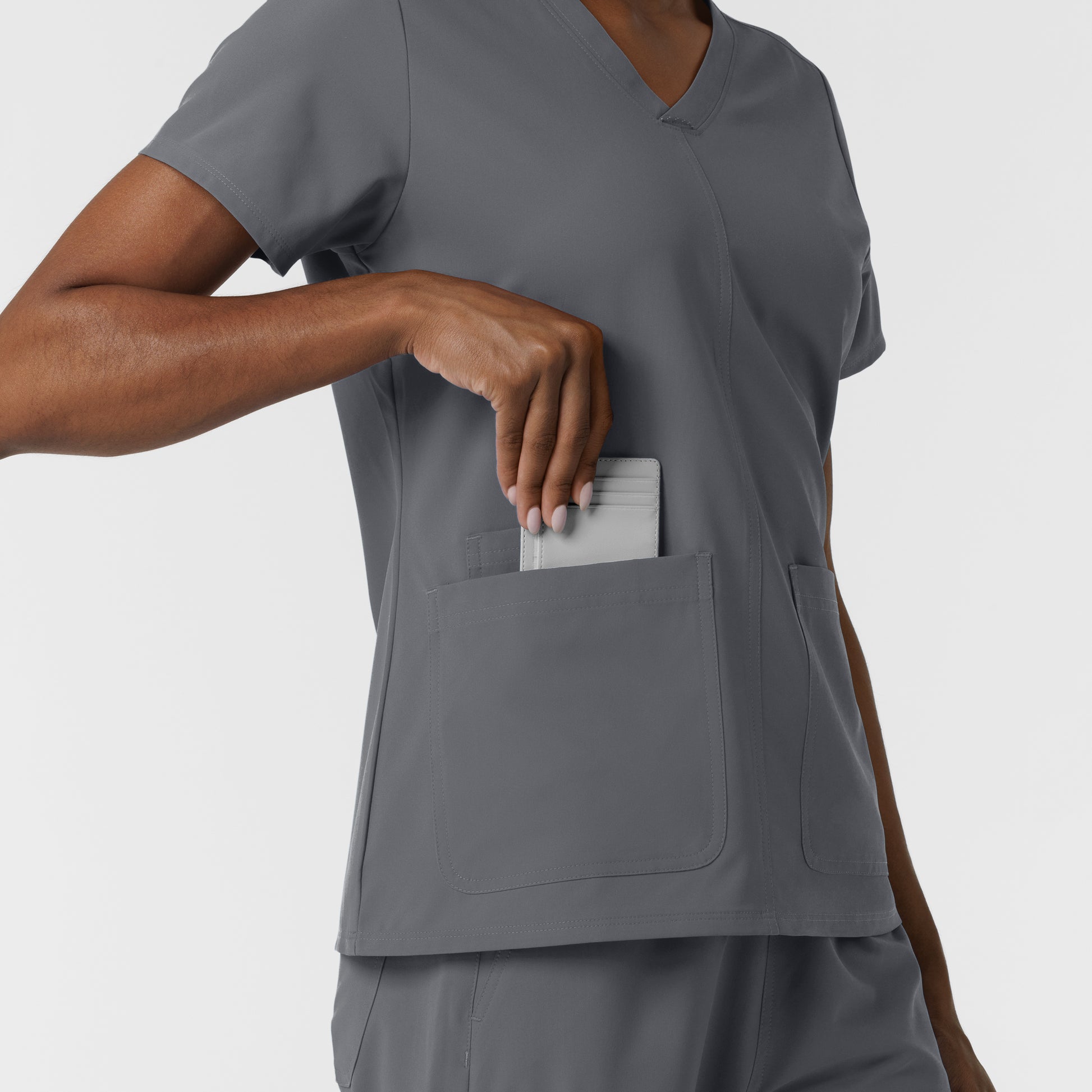 NURTUR 6180 Women's V-Neck Scrub Top Pewter