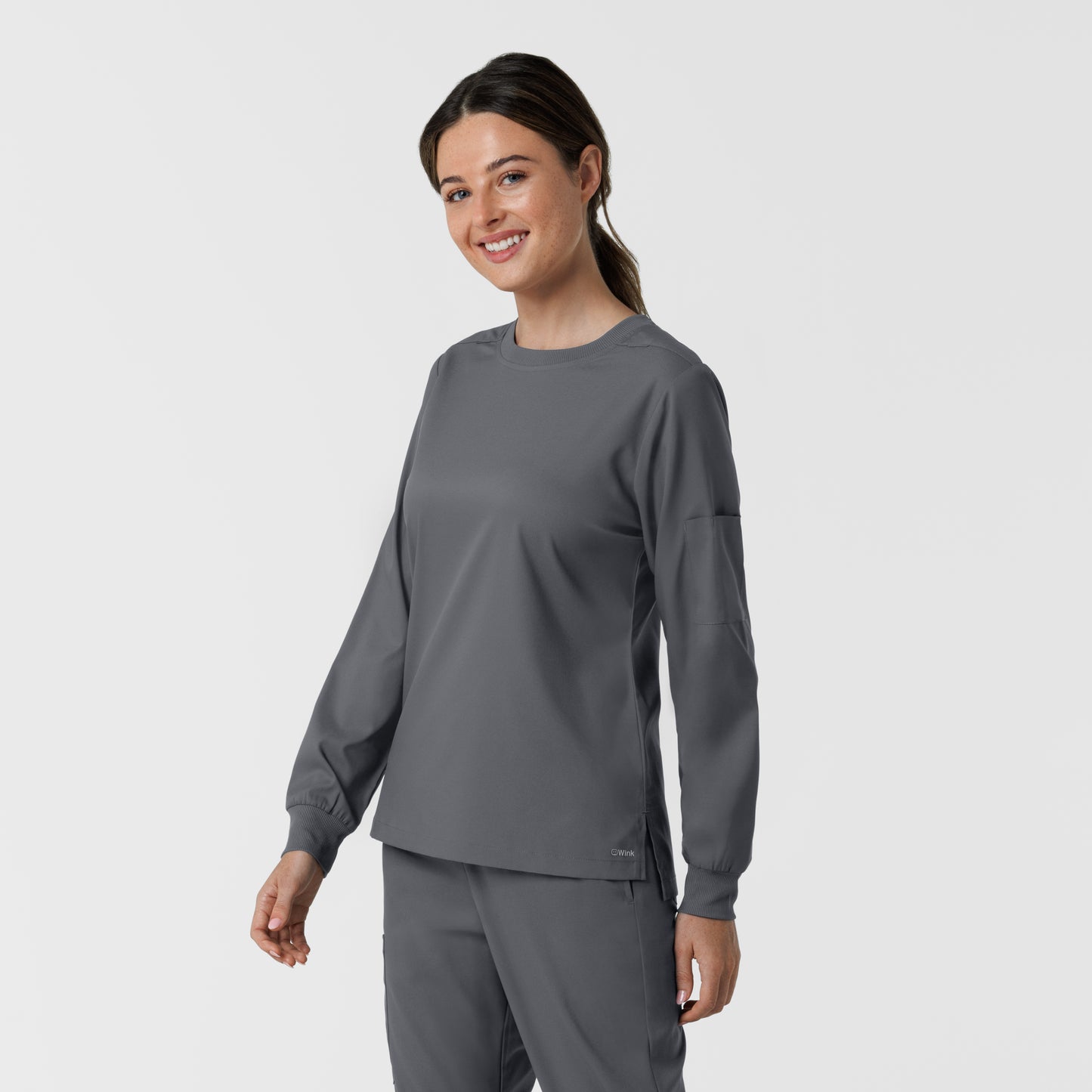 Boundless 6551 Women's Classic Long Sleeve Scrub Tee Pewter