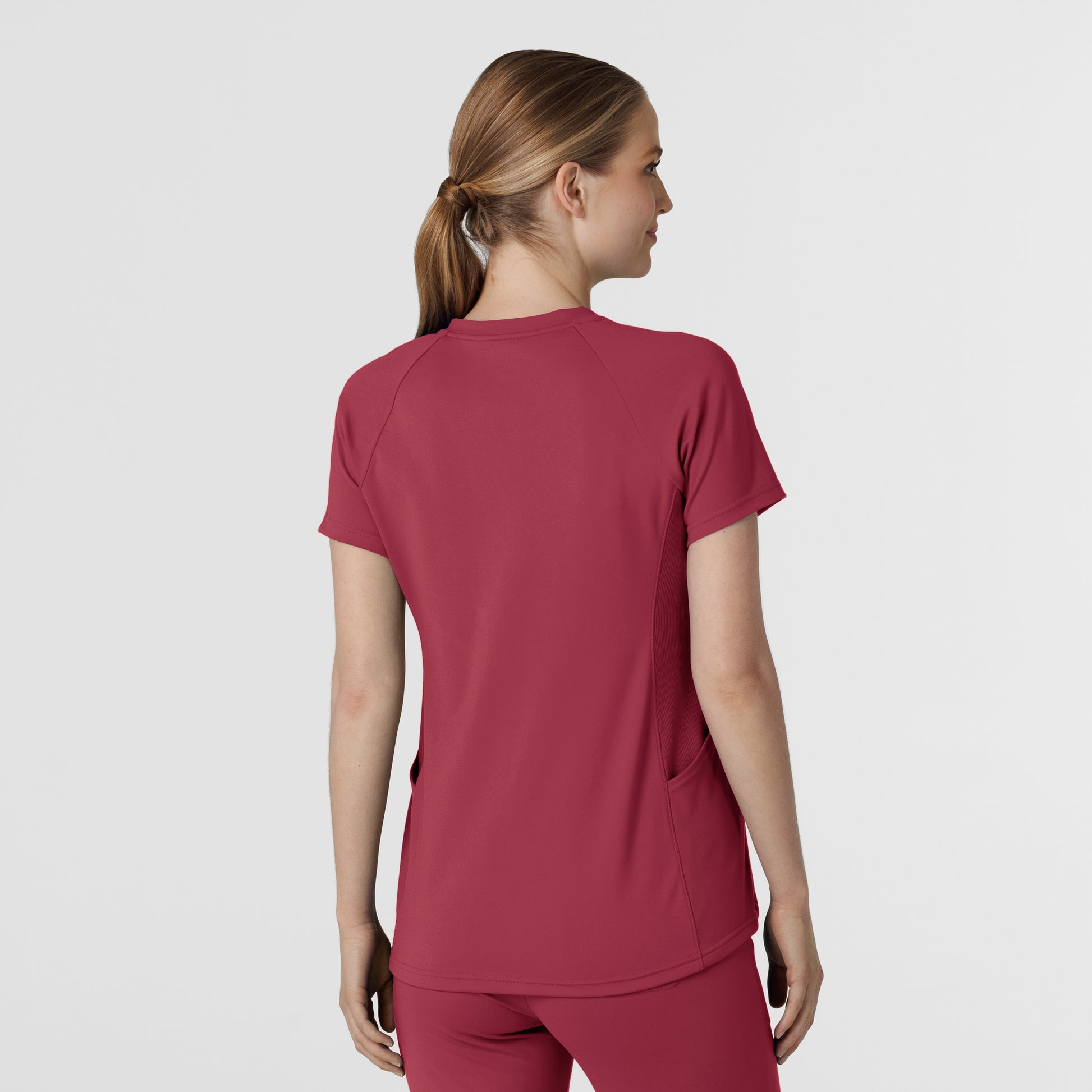 RENEW Knit 6259 Women's Flex-n-Reach V-Neck Raglan Scrub Top Ruby
