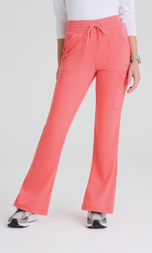 Greys Anatomy Spandex Stretch GRSP722 Women's Kristi Pant in Coral Bloom by Barco Model Image Front