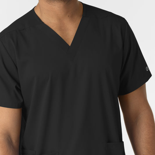 Boundless 6051 Unisex V-Neck Scrub Top Black Model Image Left Side | Wink