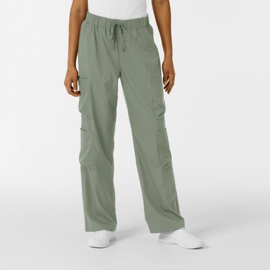 Boundless 5451 Women's Classic Wide Leg Cargo Scrub Pants Sage
