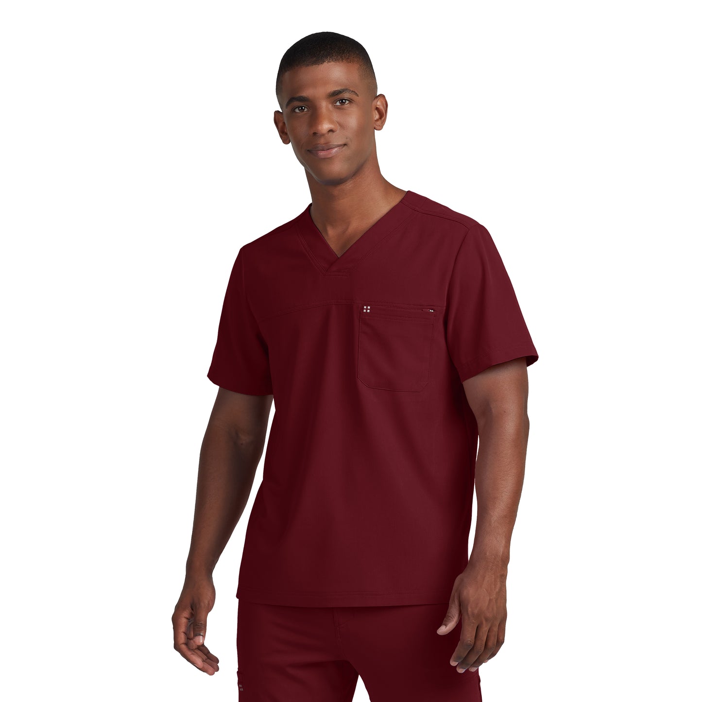 CRFT WT131 Men's 2 Pocket V Neck Scrub Top Wine Image