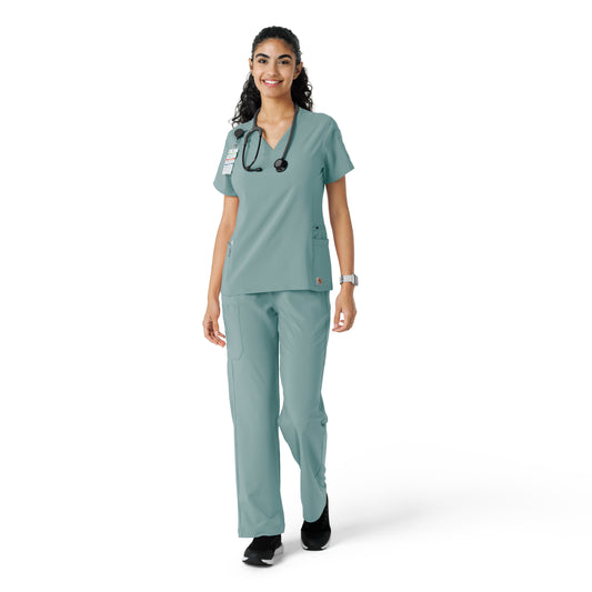 Force Cross-Flex C13310 Knit Panel Scrub Top Summer Blue Model Image Front | Carhartt