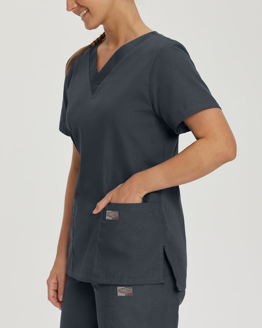 Scrub Zone 70221 Women's 3 Pocket V Neck Scrub Top Graphite Image