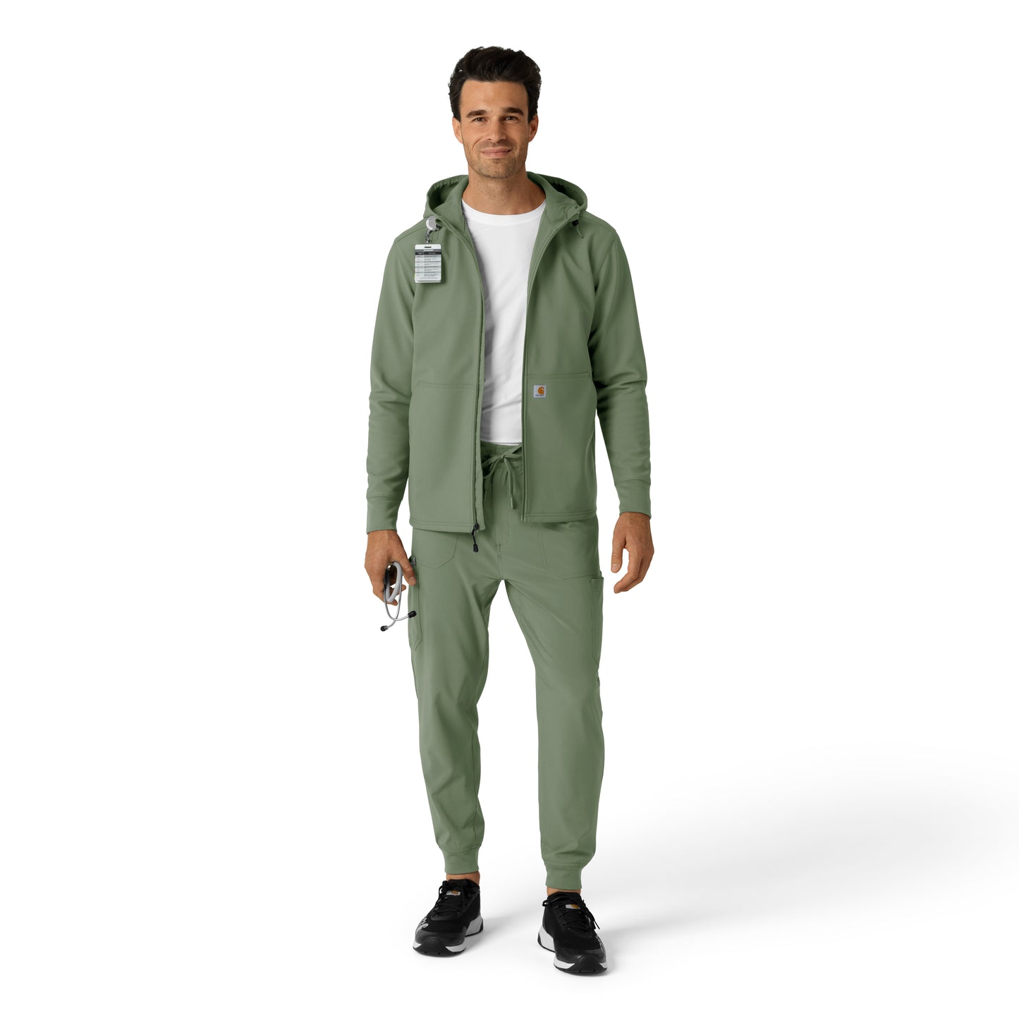 Layers C84023 Men's Bonded Fleece Hoodie Olive