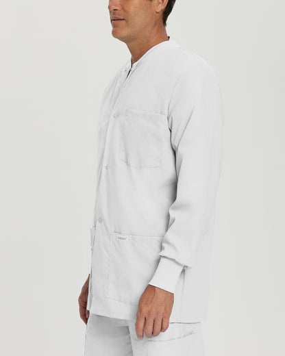 Essentials 7551 Men's 5 Pocket Warm Up Scrub Jacket White Twill Image