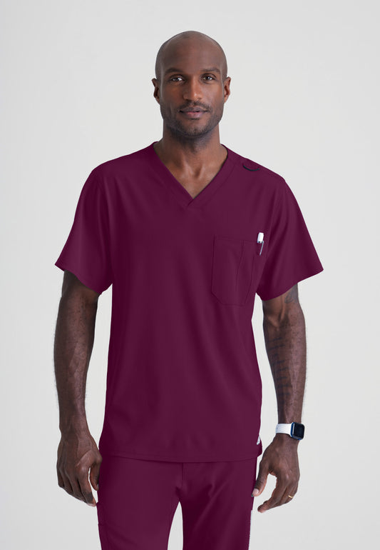 Skechers SK0112 Structure Scrub Top Wine Model Image Front | Barco