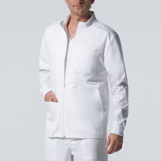 ProFlex LJ702 Men's 4 Pocket Scrub Jacket White Image