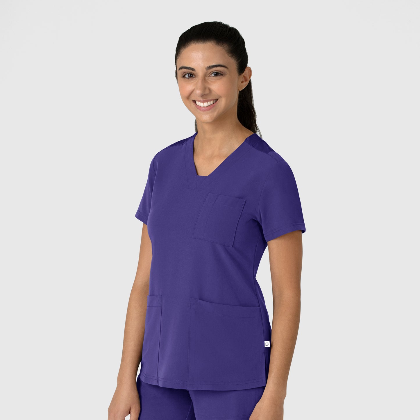 Nova 6132 Flex-n-Reach V-Neck Scrub Top Grape Model Image Left Side | Wink