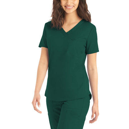 ProFlex LT107 Women's 2 Pocket V Neck Scrub Top Hunter Image