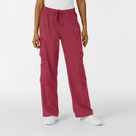 Boundless 5451 Women's Classic Wide Leg Cargo Scrub Pants Ruby