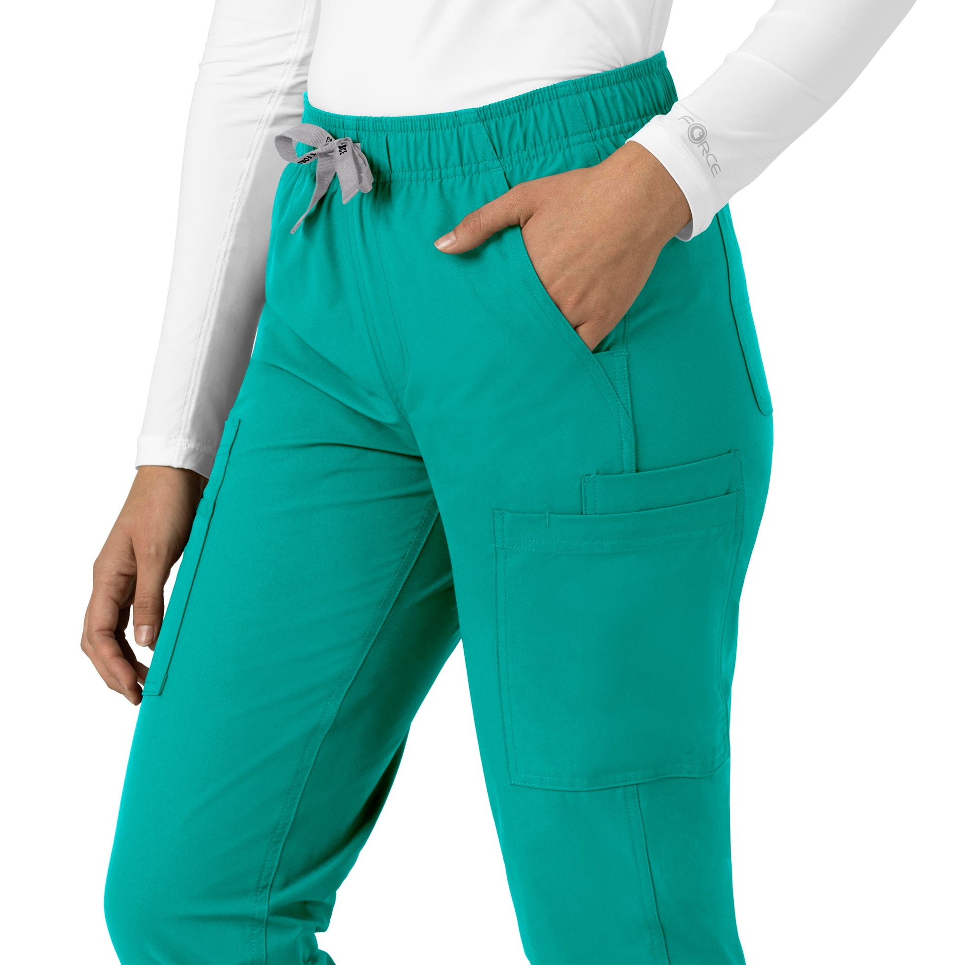 Force Essentials C51213 Straight Leg Scrub Pants Teal Blue Model Image Alternate | Carhartt